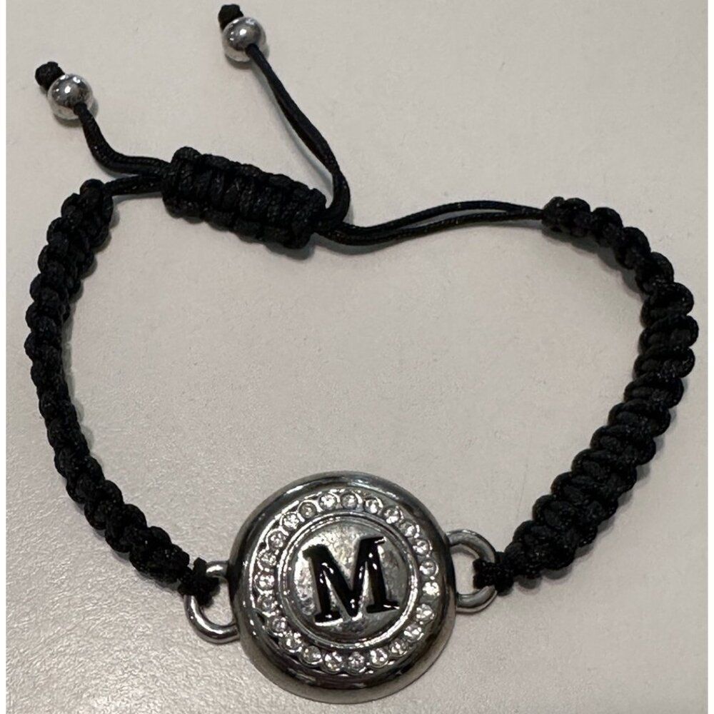Ginger Snaps Monogram Letter Initial “M” Bracelet Woven Cord Adjustable Band
